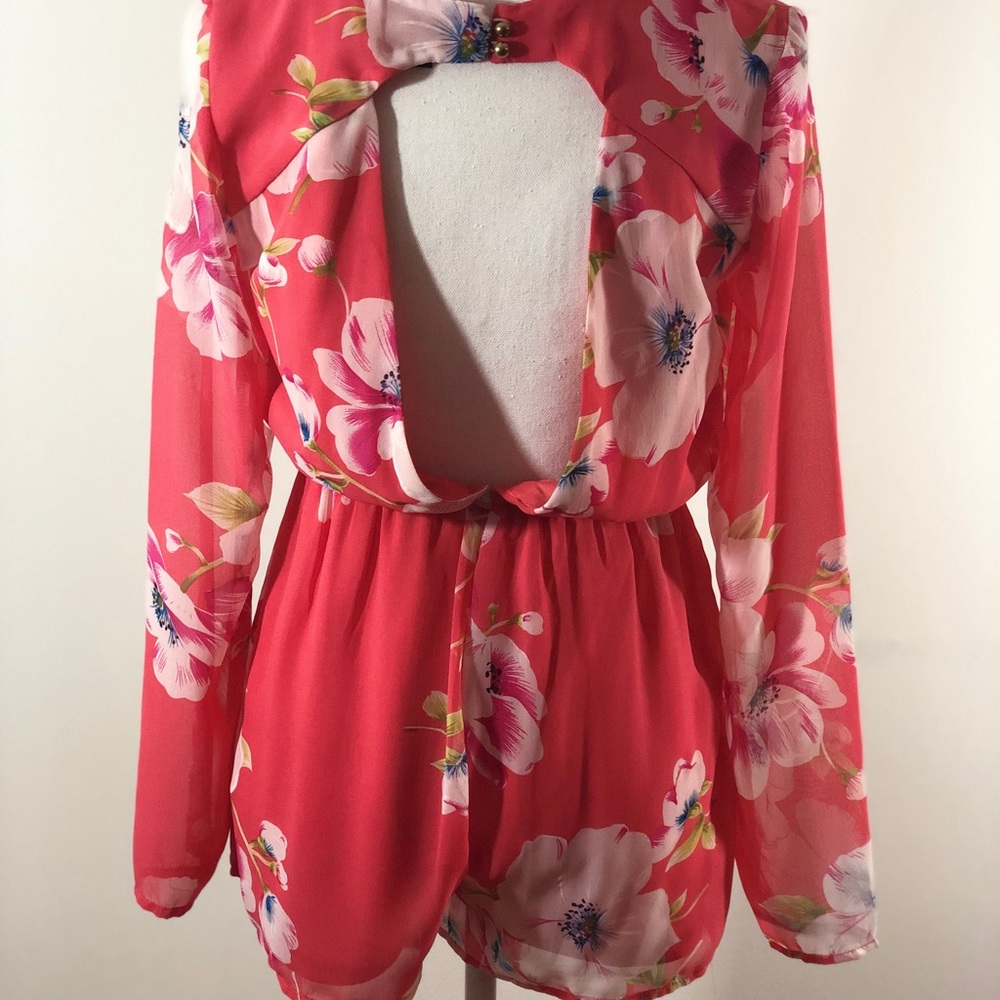 Pink Floral Romper - Picture 3 of 3